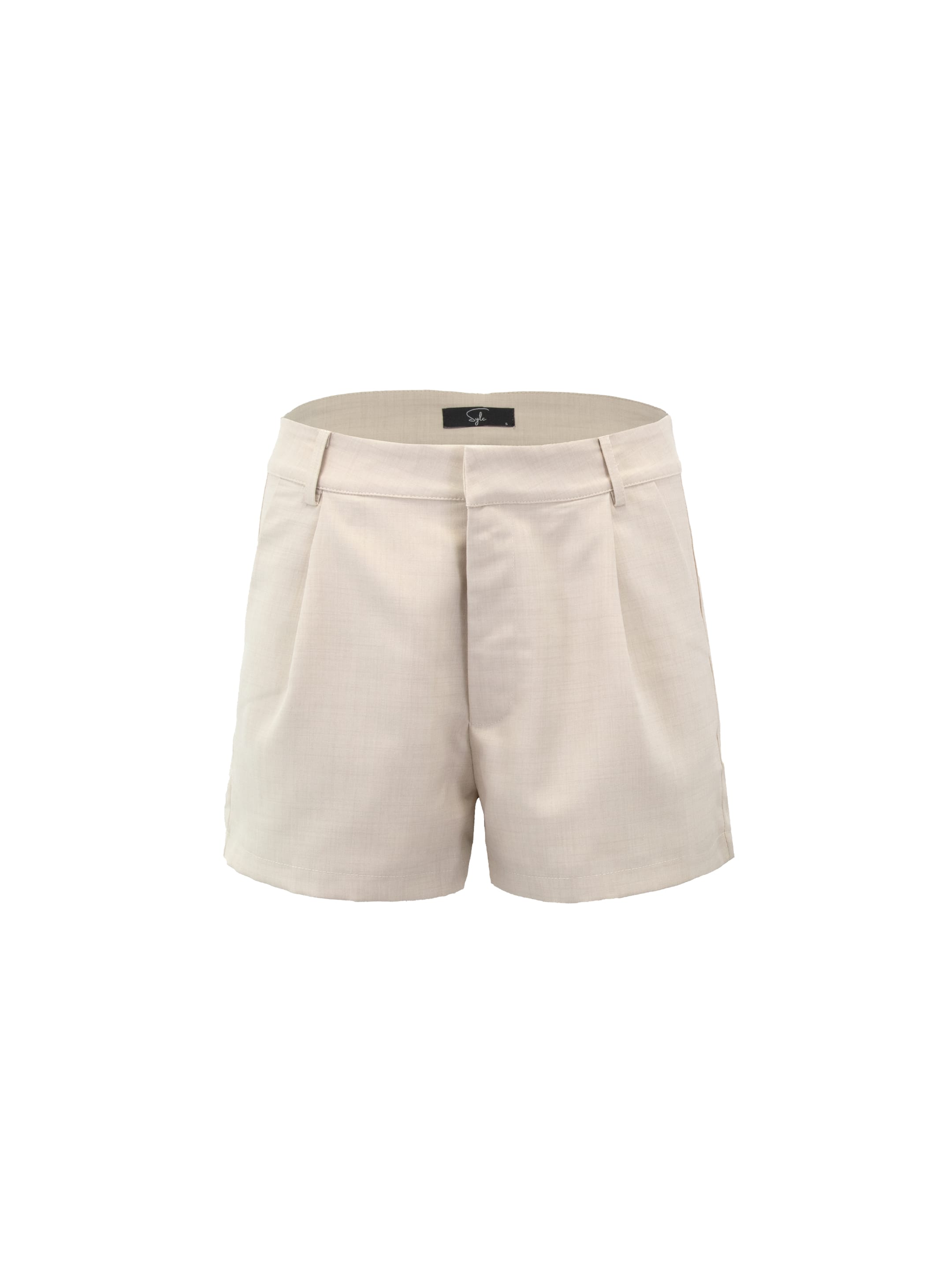 Sylc Designs Womens Beige Cotton Linen Shorts