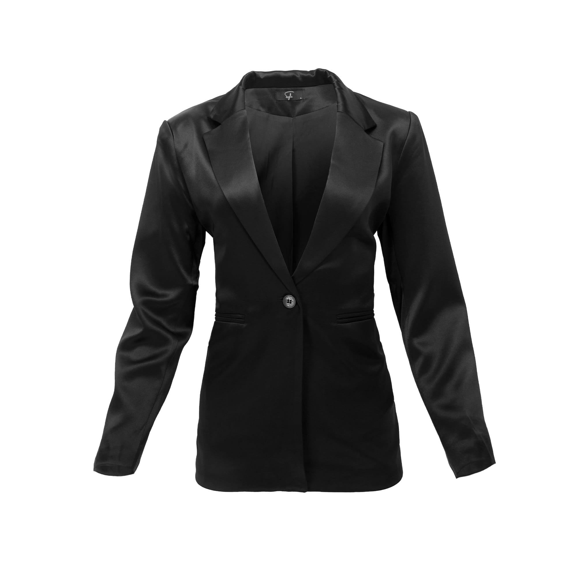 Sylc Designs Womens Black Satin Blazer