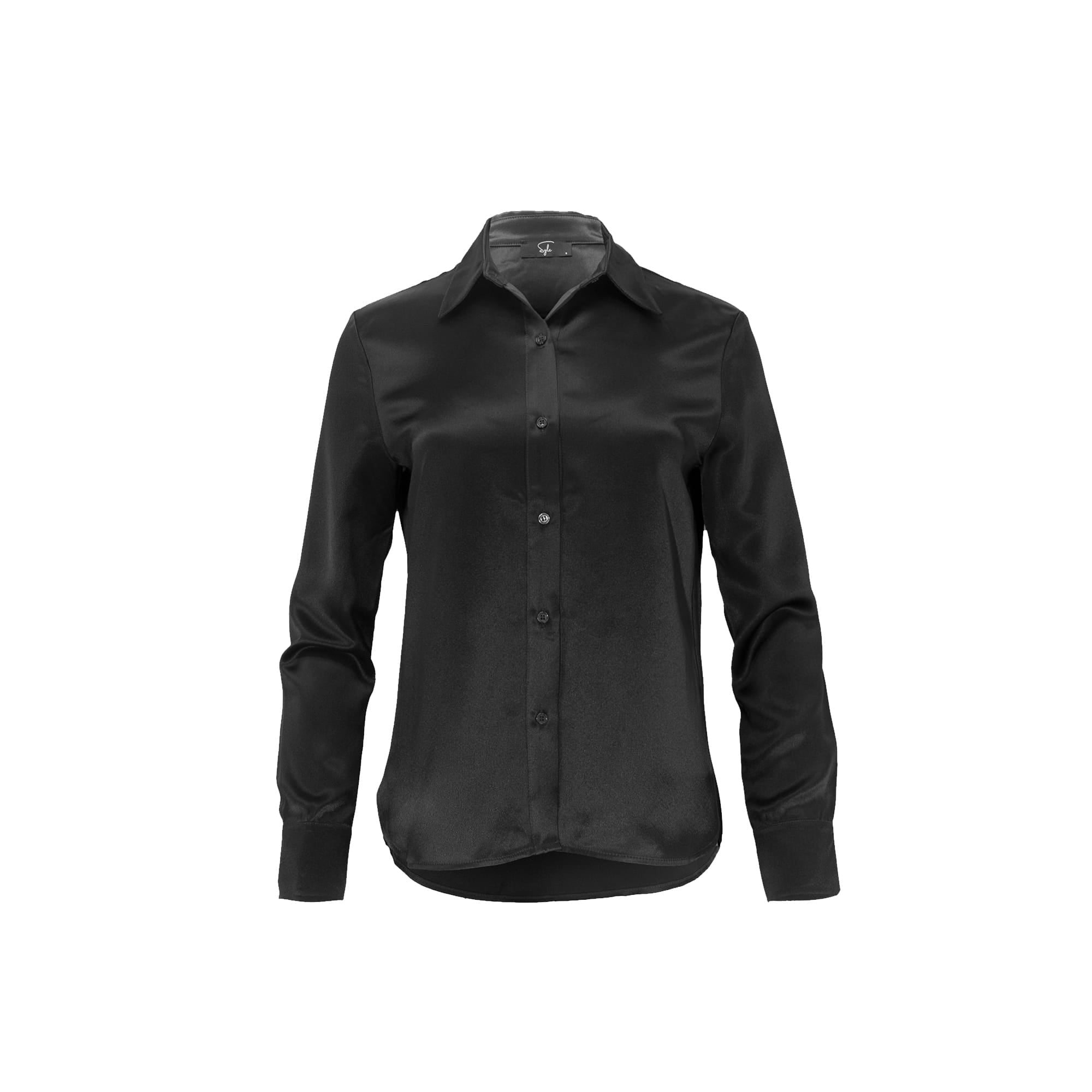 Sylc Designs Womens Black Satin Button Down