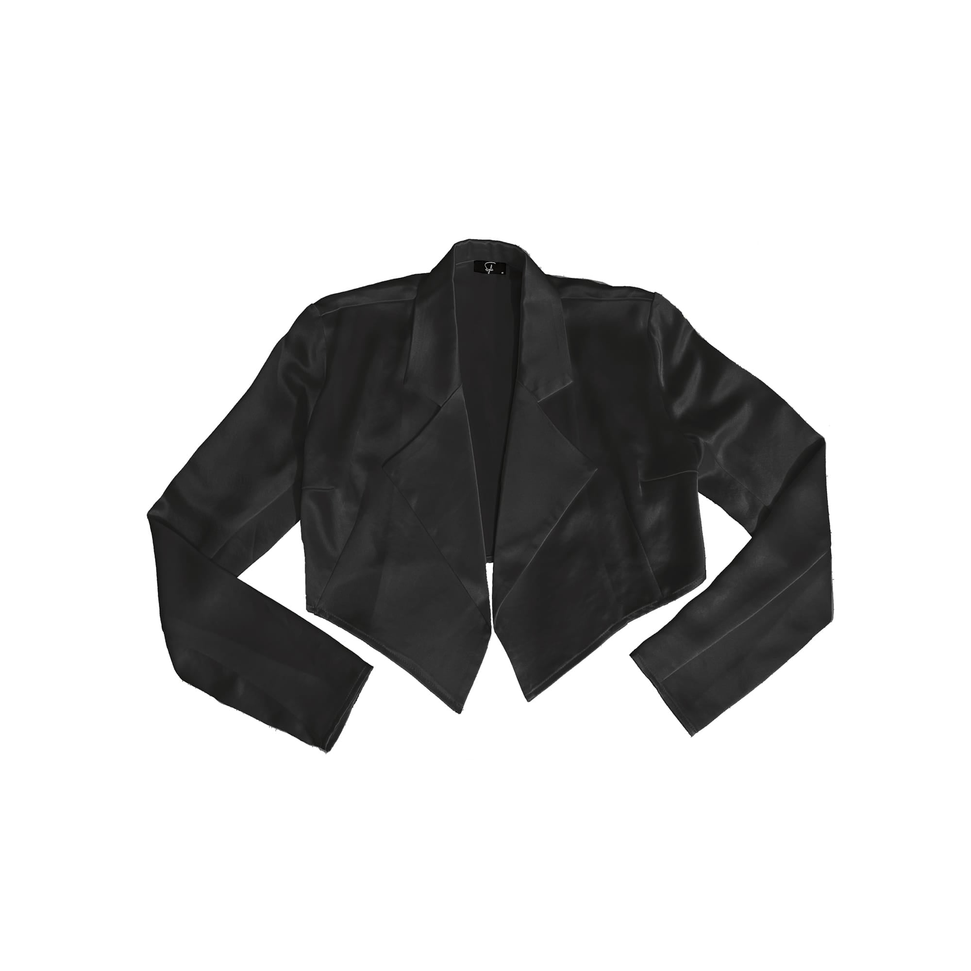 Sylc Designs Womens Black Satin Cropped Blouzer