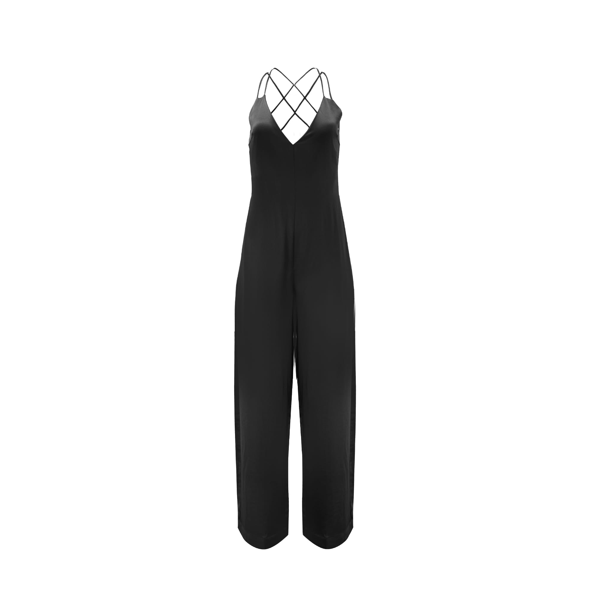 Sylc Designs Womens Black Satin Jumpsuit