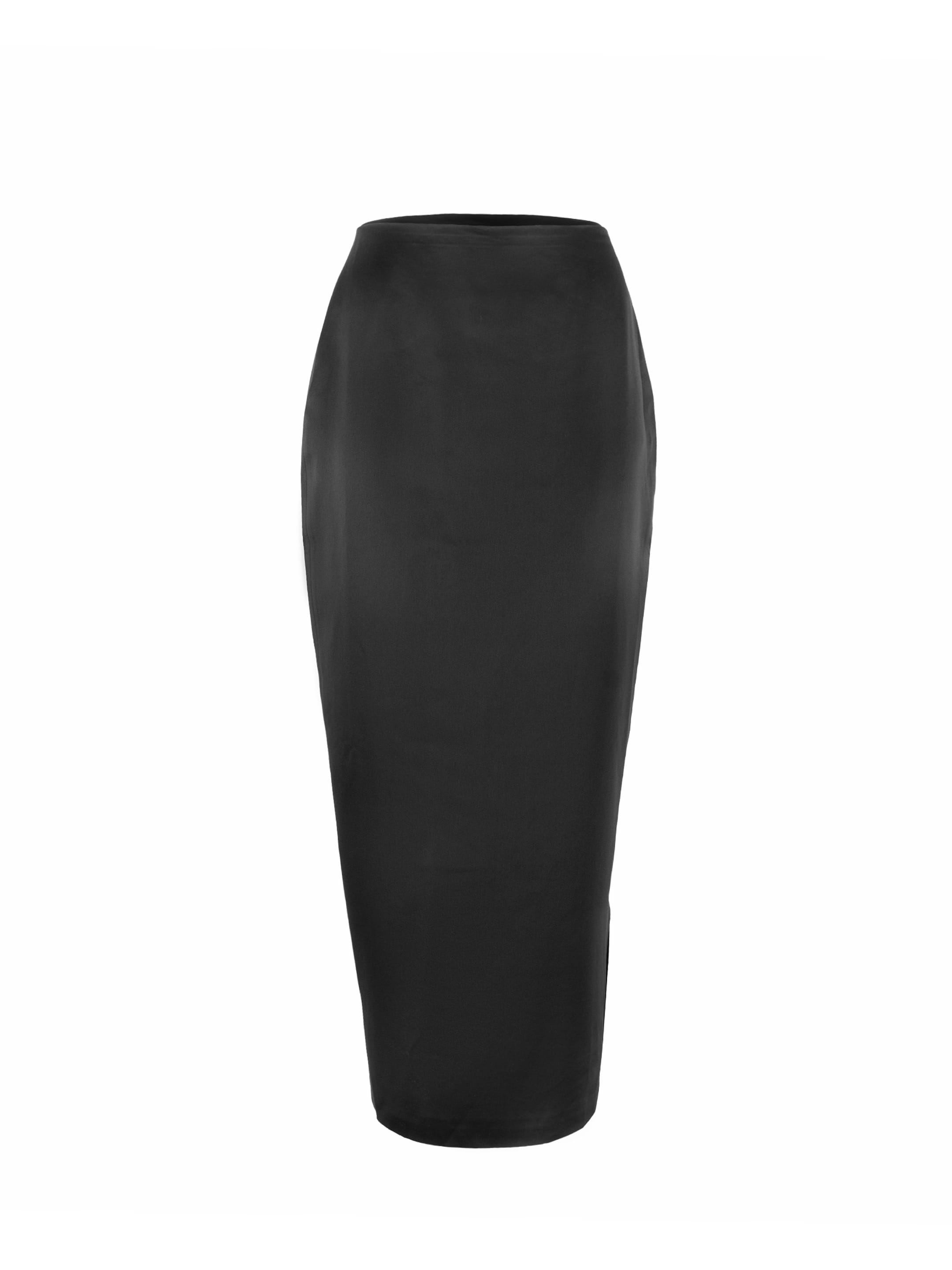 Sylc Designs Womens Black Satin Maxi Skirt