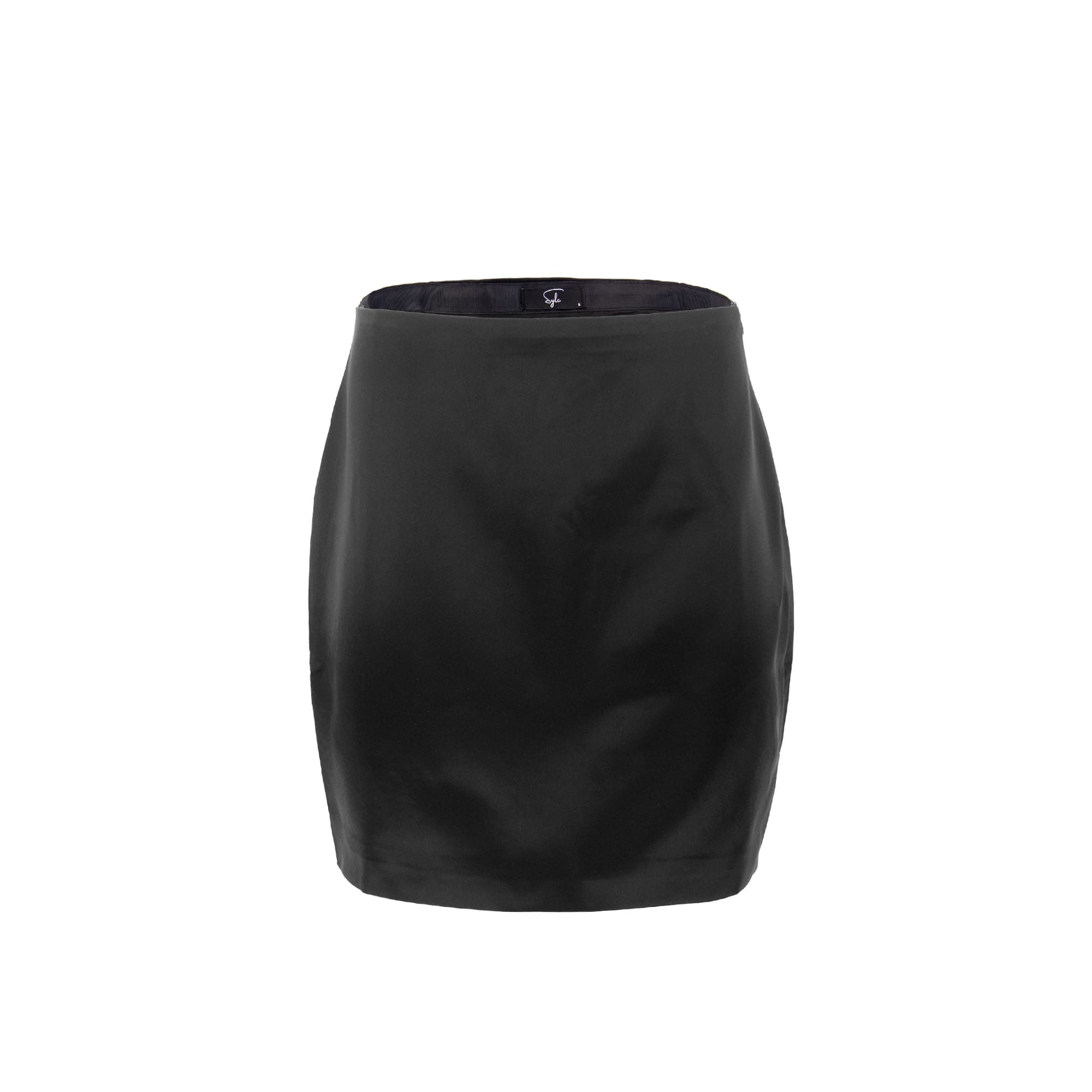 Sylc Designs Womens Black Satin Mini Skirt
