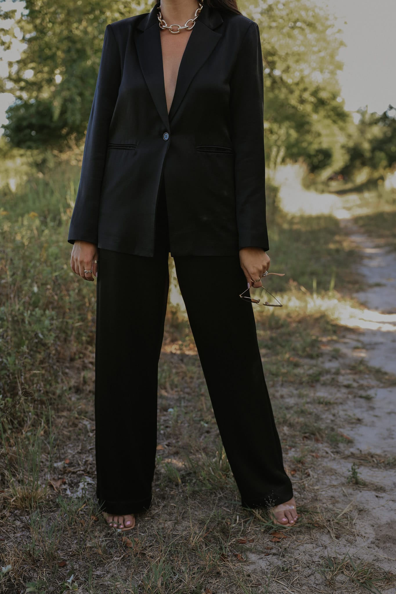 Sylc Designs Womens Black Satin Pants
