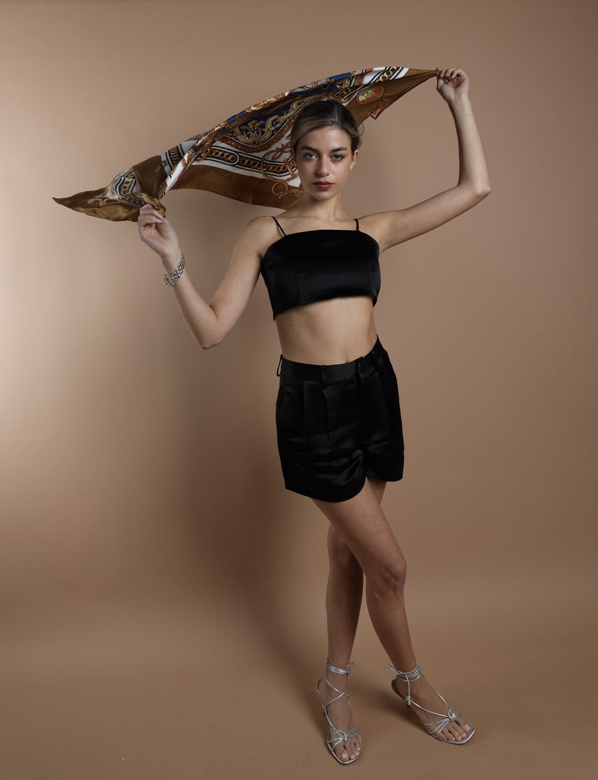 Sylc Designs Womens Black Satin Shorts