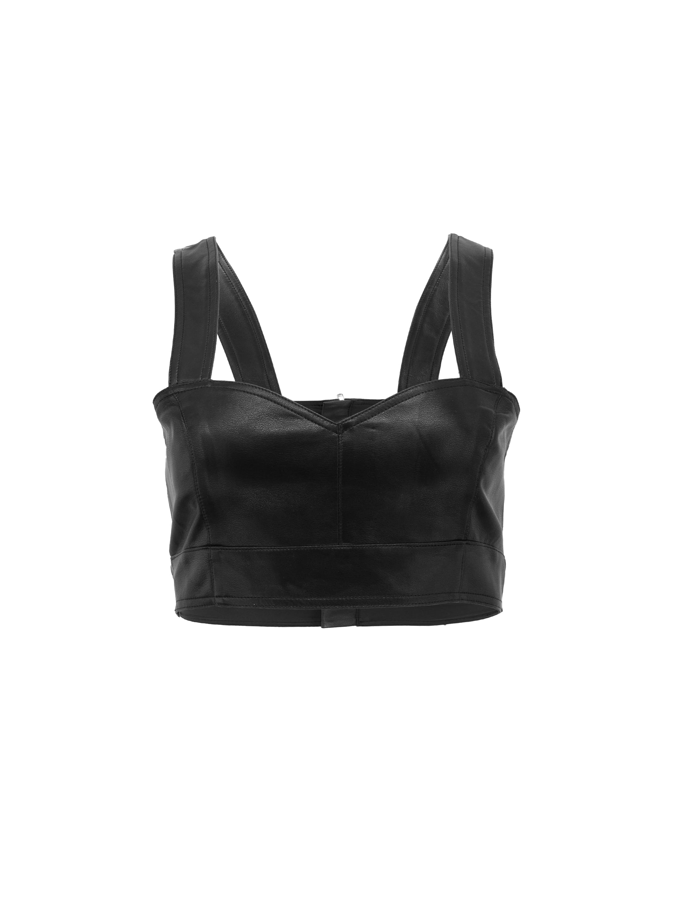 Sylc Designs Womens Black Vegan Leather Bralette