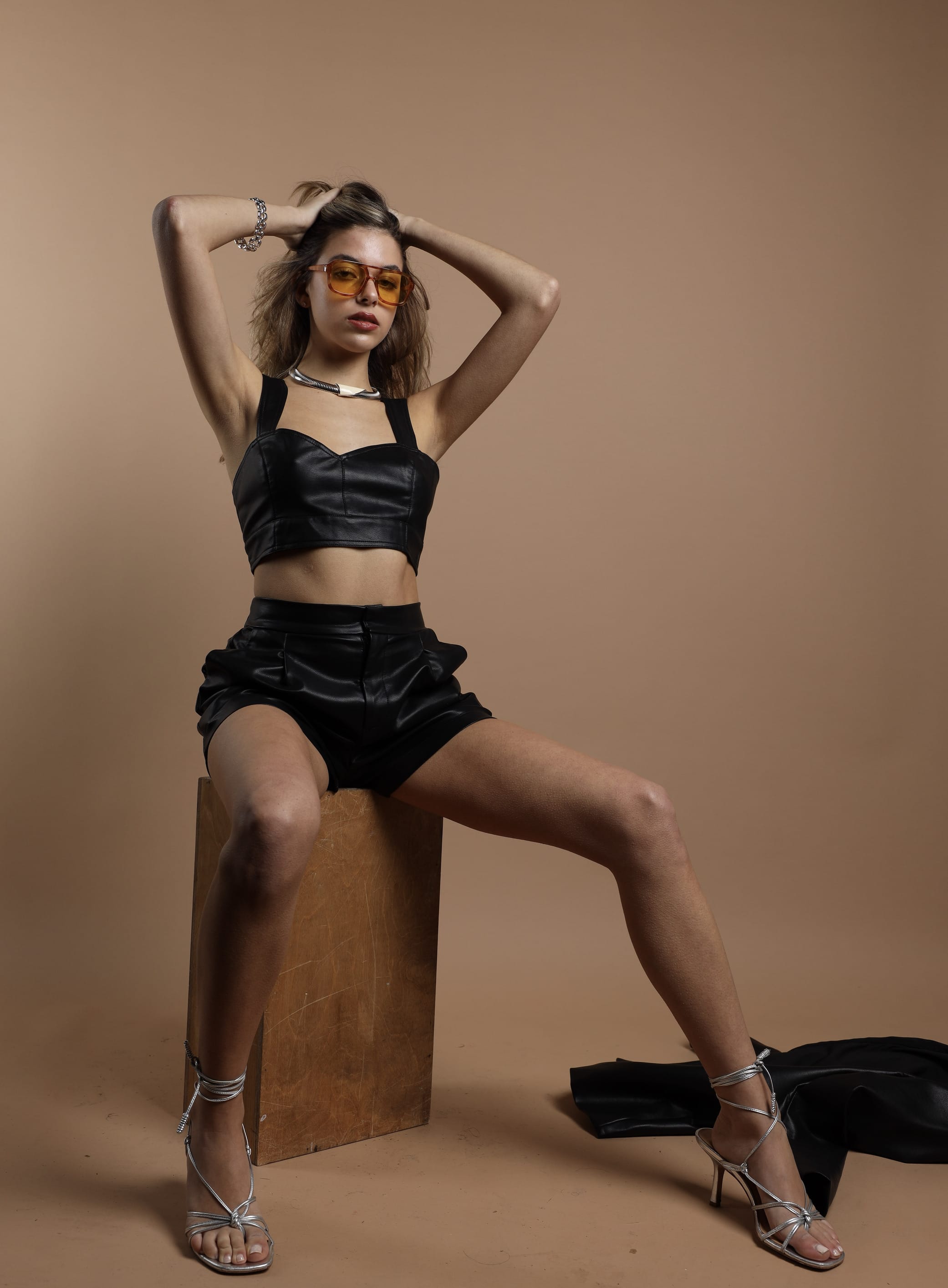 Sylc Designs Womens Black Vegan Leather Shorts