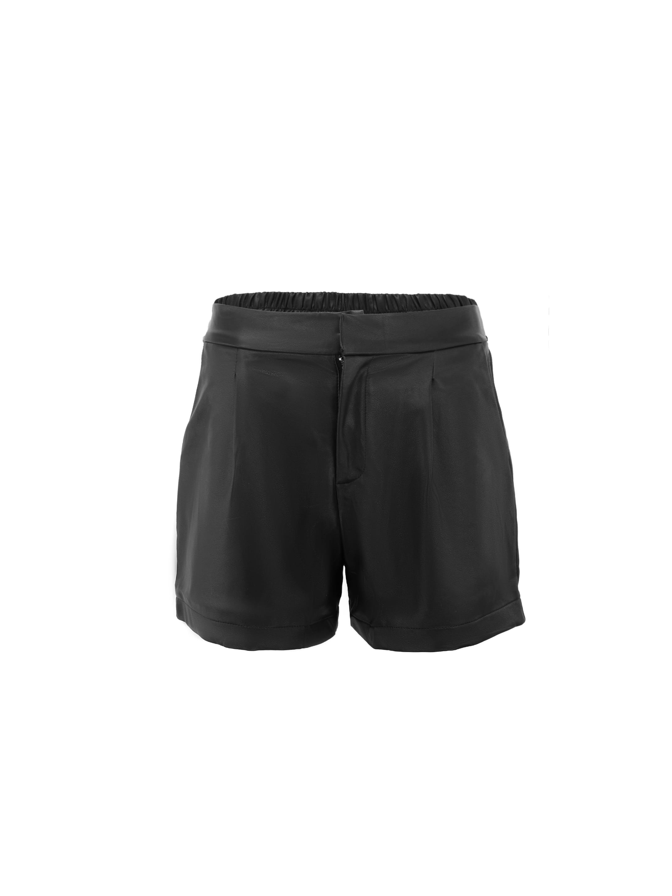 Sylc Designs Womens Black Vegan Leather Shorts