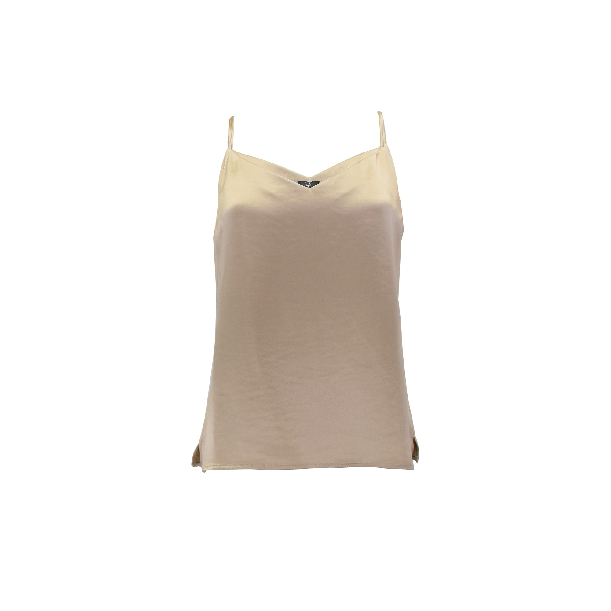 Sylc Designs Womens Champagne Satin Tank Top