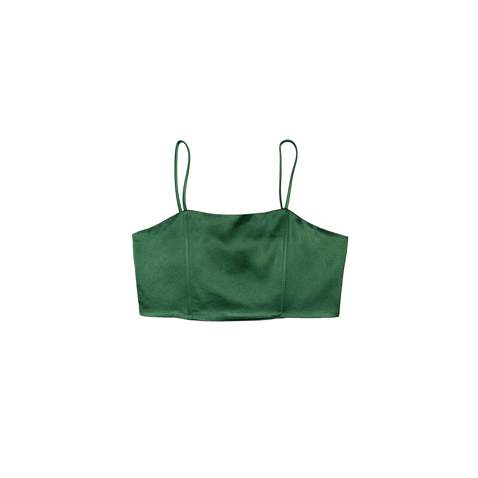 Sylc Designs Womens Green Satin Cropped Top