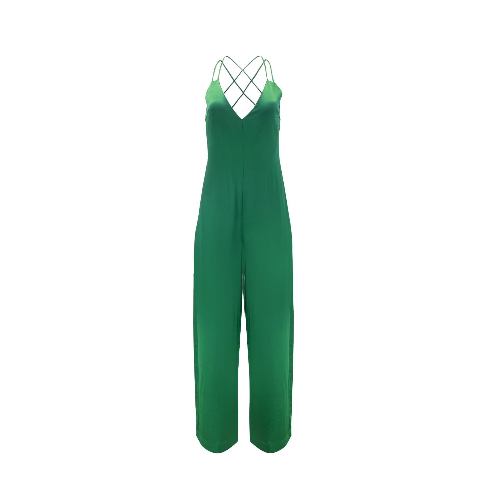 Sylc Designs Womens Green Satin Jumpsuit