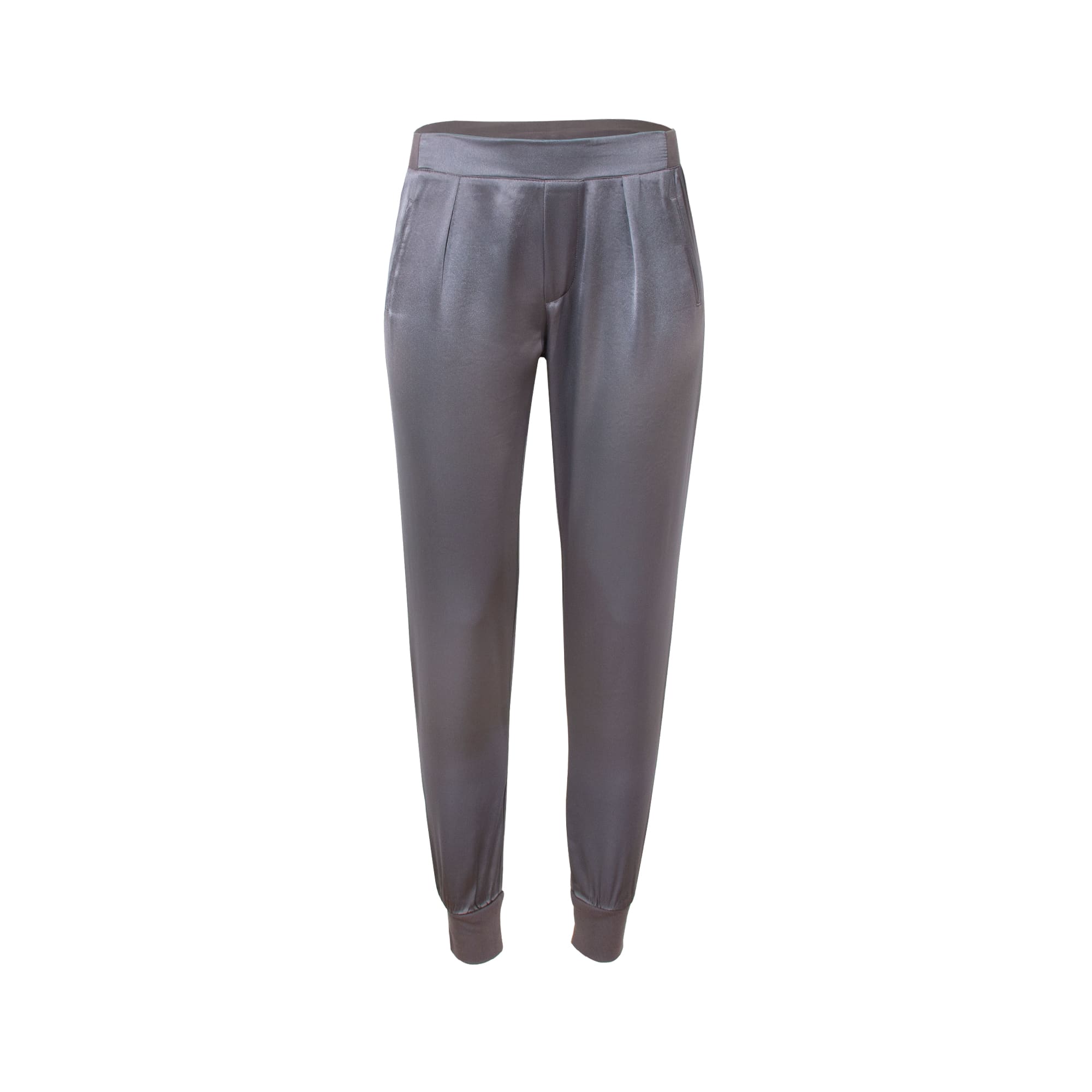 Sylc Designs Womens Gunmetal Satin Joggers