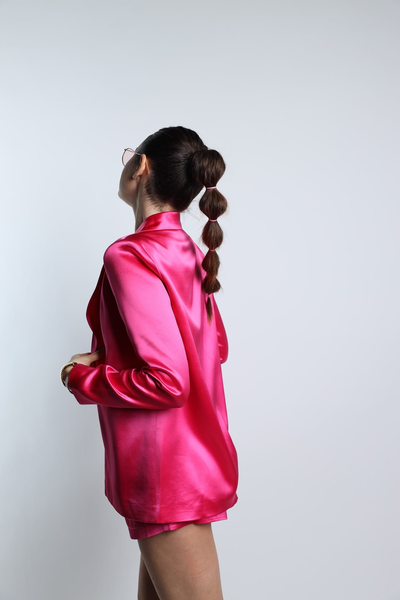 Sylc Designs Womens Hot Pink Satin Blazer