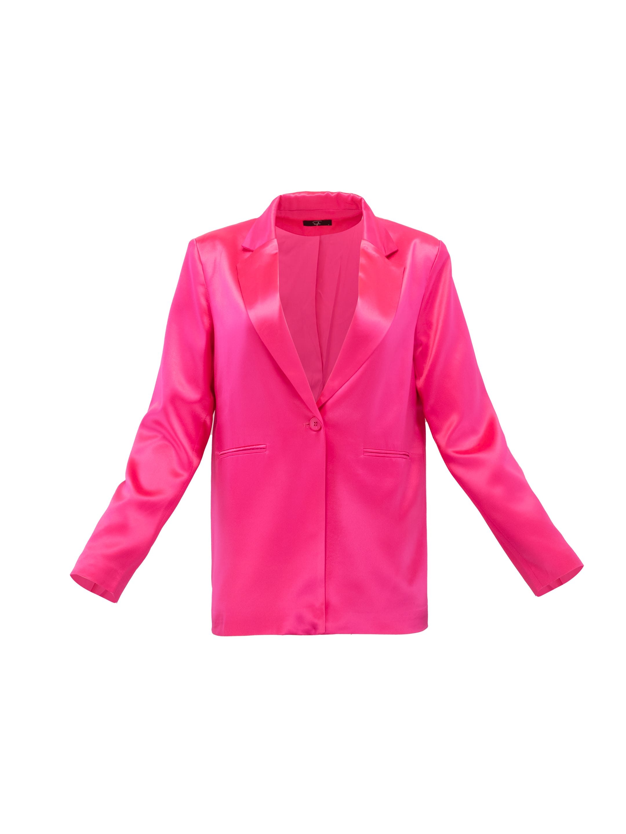 Sylc Designs Womens Hot Pink Satin Blazer