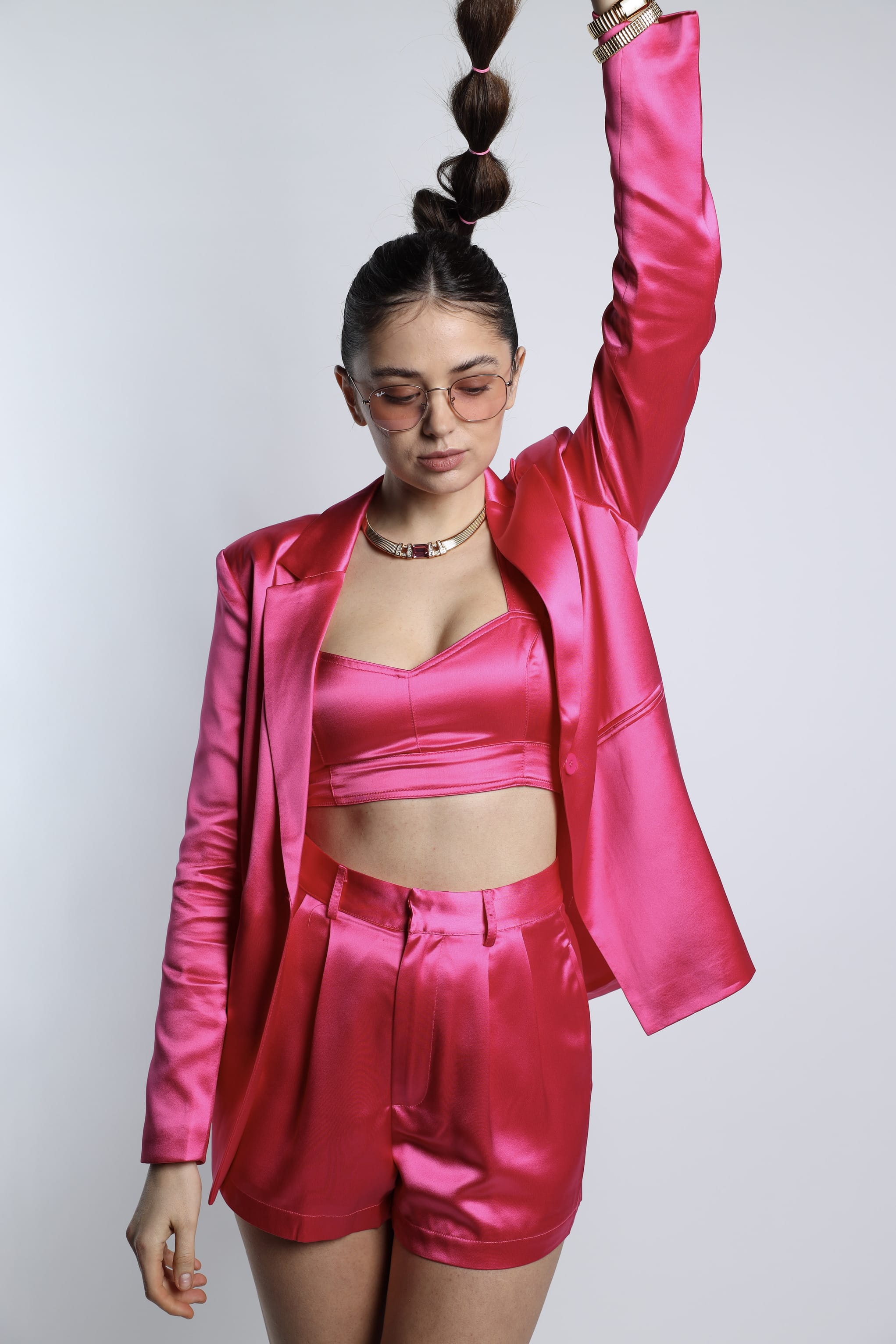 Sylc Designs Womens Hot Pink Satin Bralette