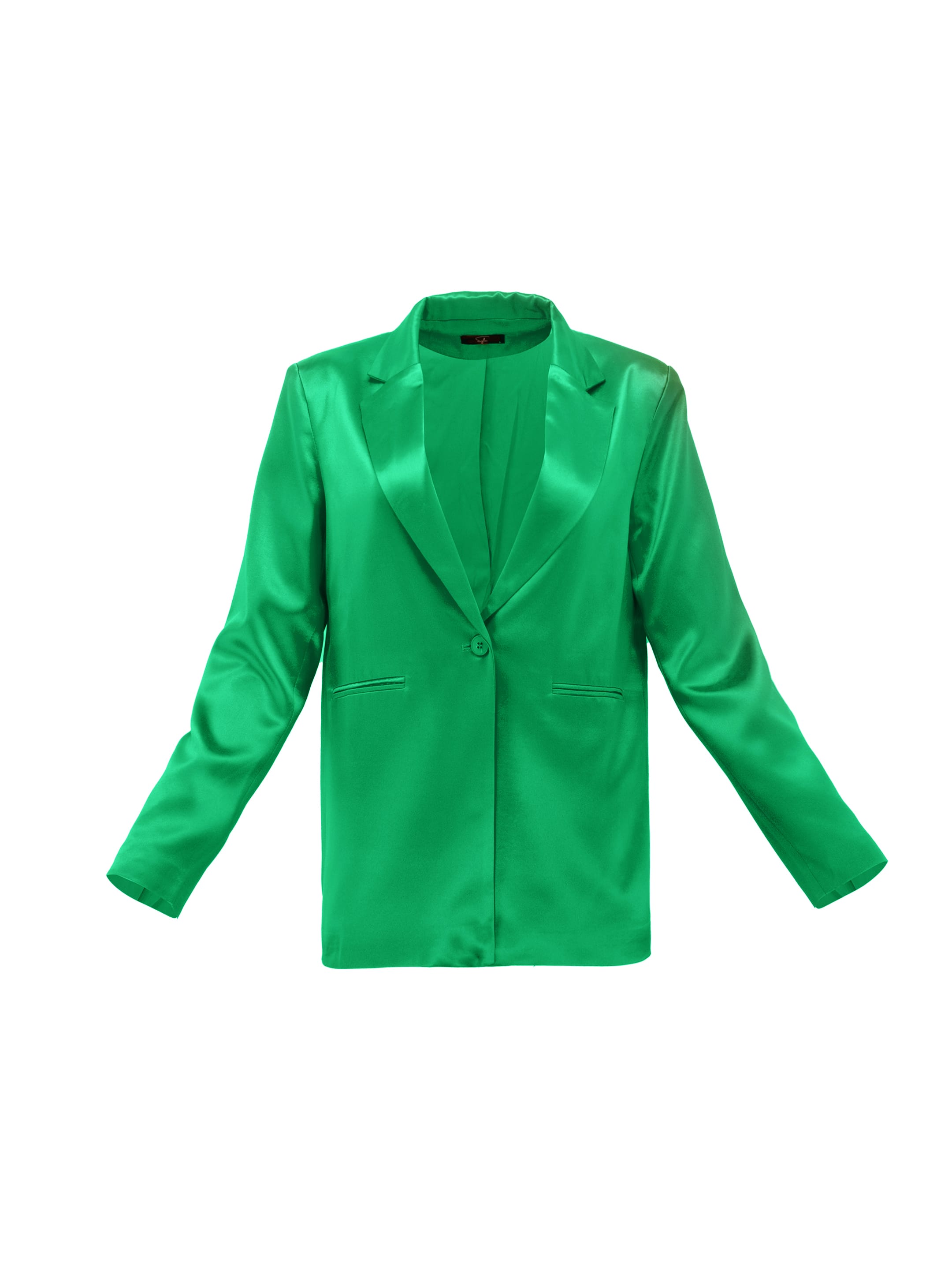 Sylc Designs Womens Kelly Green Satin Blazer