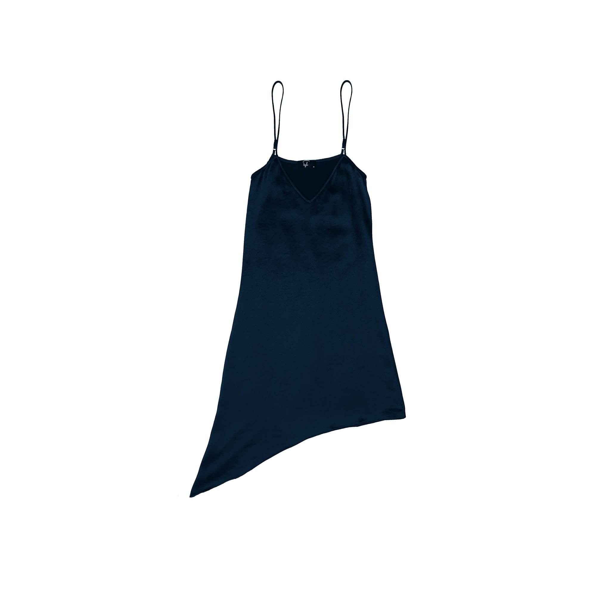 Sylc Designs Womens Navy Satin Slip Dress