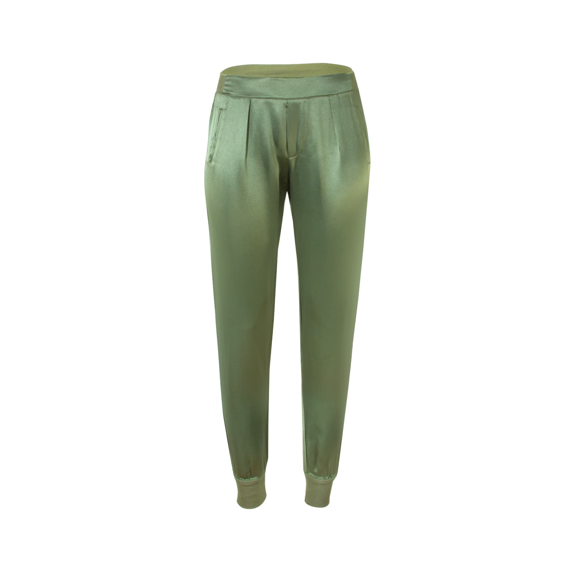 Sylc Designs Womens Olive Satin Joggers
