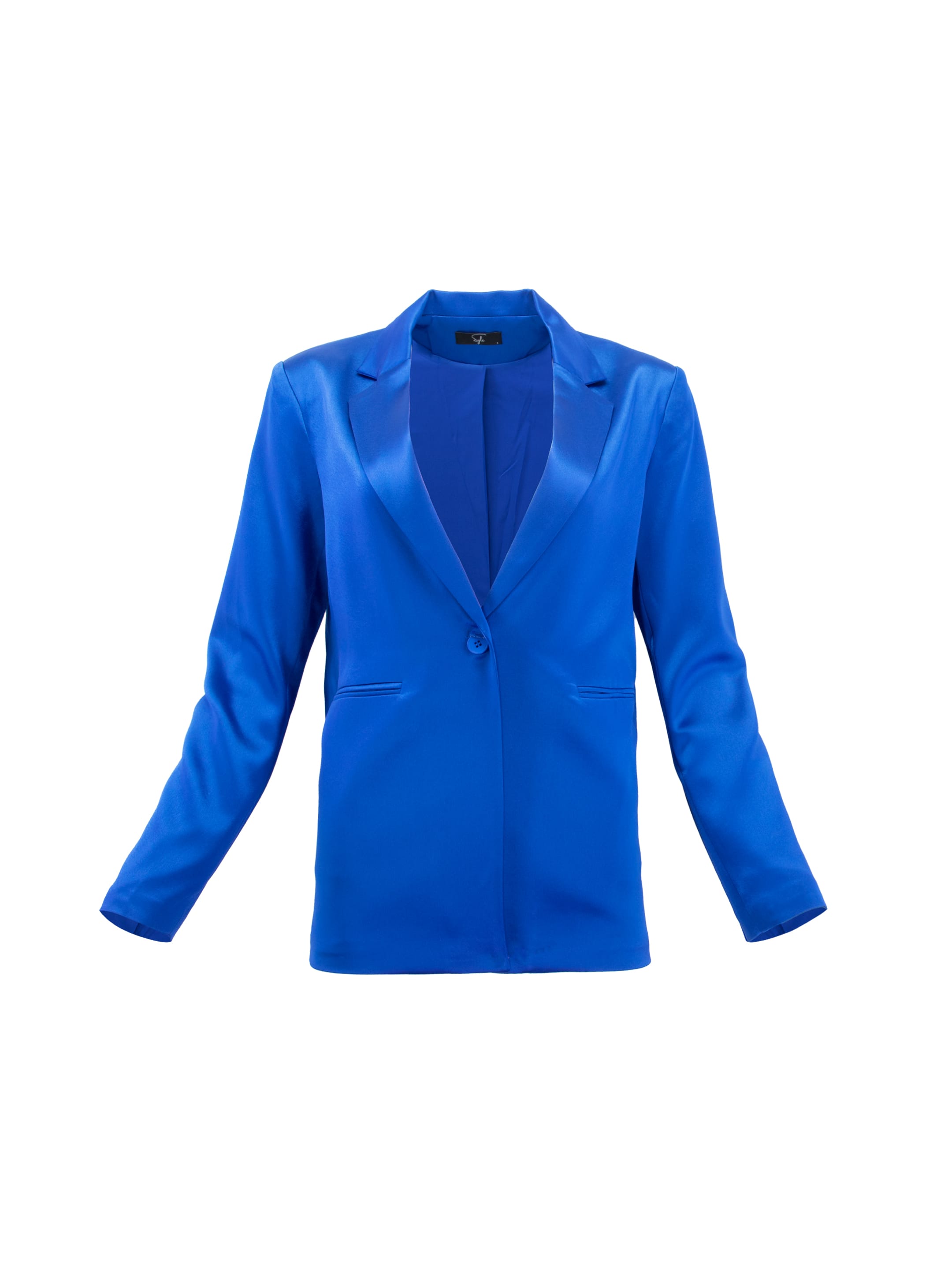 Sylc Designs Womens Royal Blue Satin Blazer