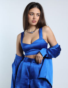 Sylc Designs Womens Royal Blue Satin Bralette