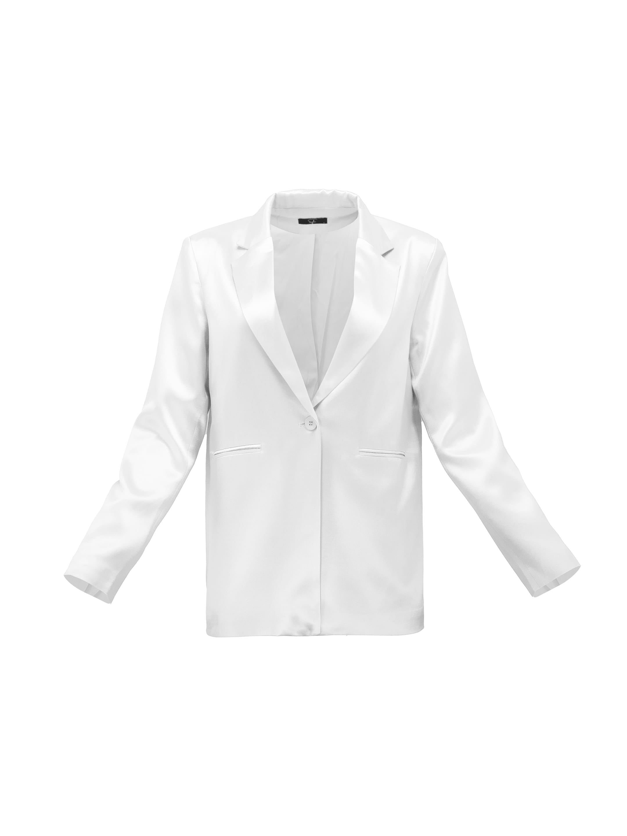 Sylc Designs Womens White Satin Blazer
