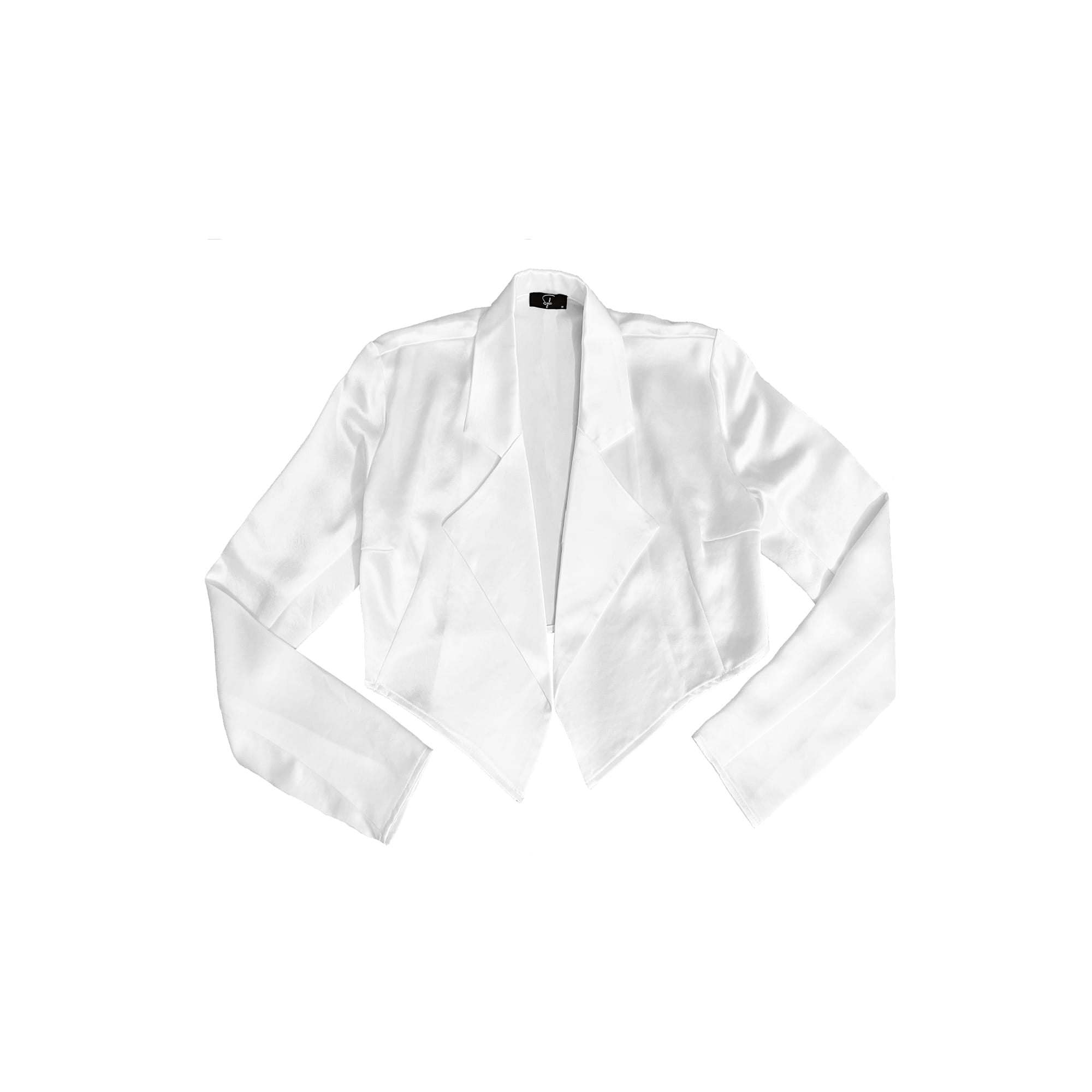 Sylc Designs Womens White Satin Cropped Blouzer