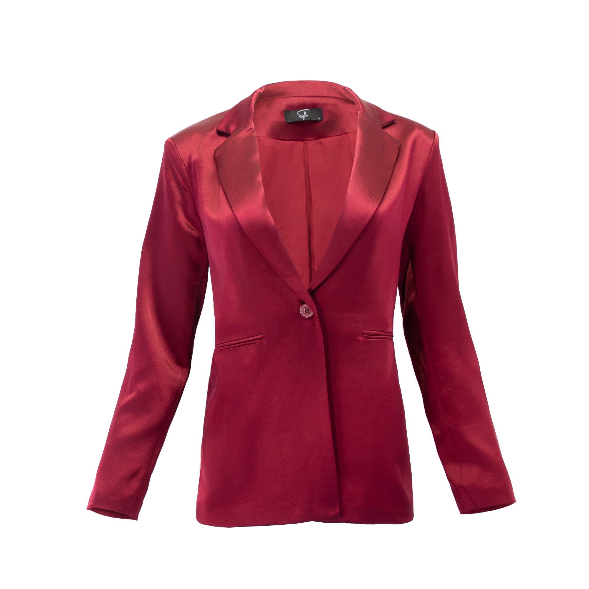 Sylc Designs Womens Wine Satin Blazer